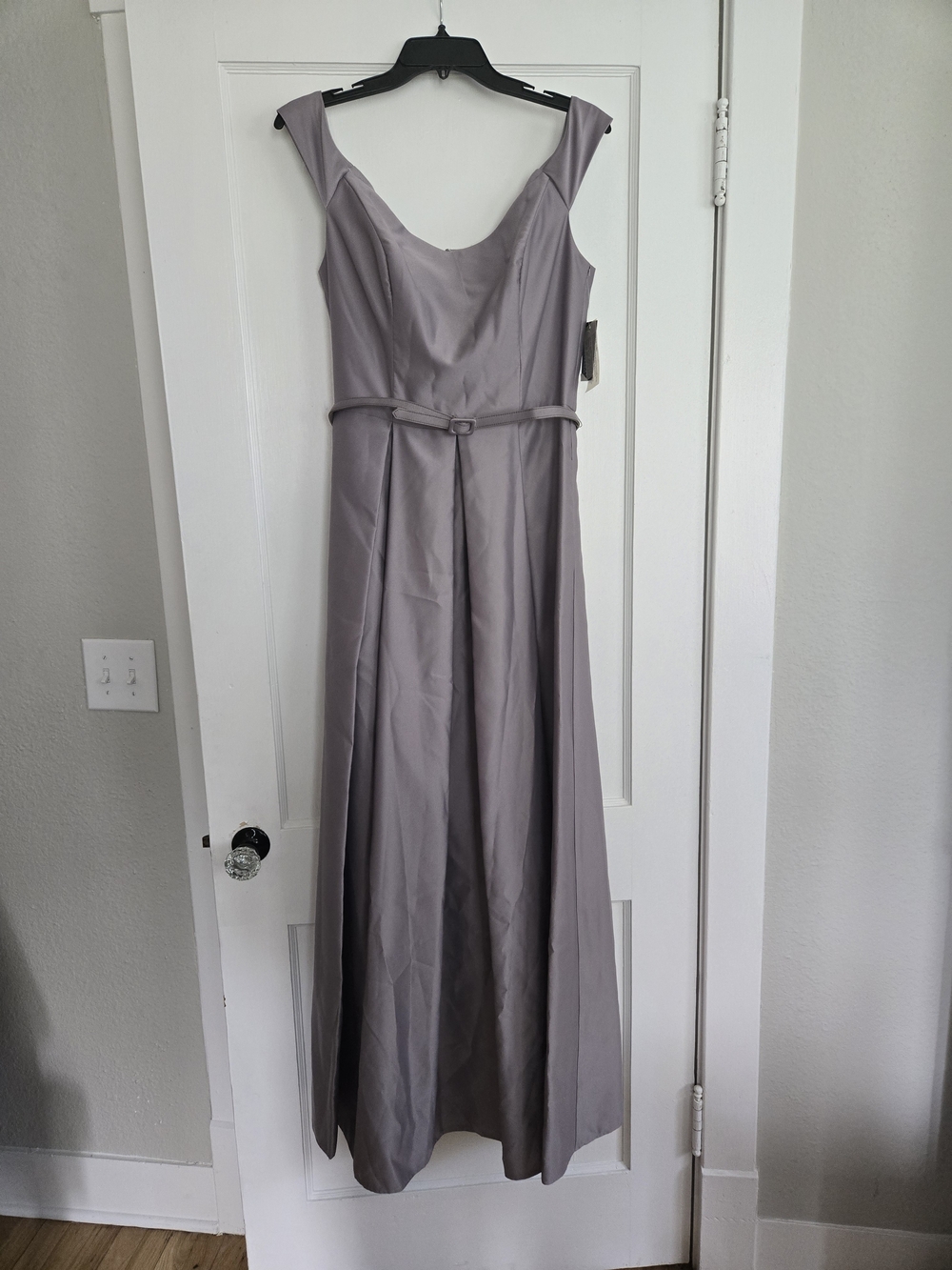 Alex Evenings Lavender-Gray Off The Shoulder Formal Gown